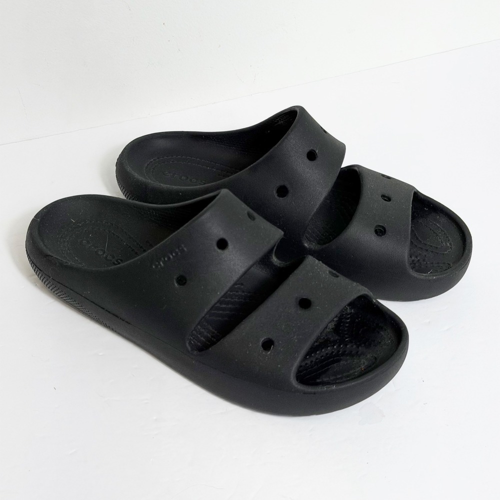 Crocs Classic Sandals Women Size 9 Black Double Strap Slide Shoes